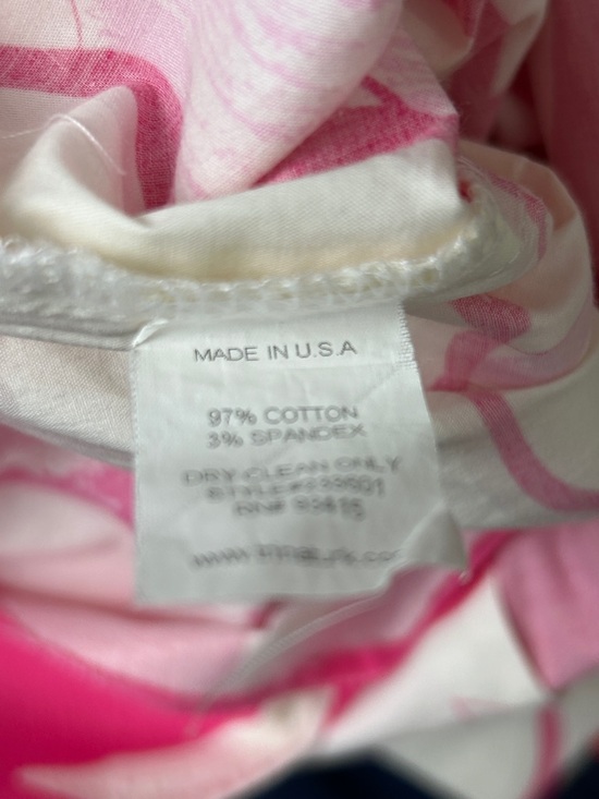 Trina Turk Pink White Floral Top Size S Made in USA Cotton Stretch Resort Chic - Picture 7 of 9